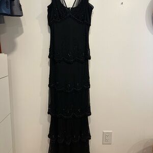 Chic Black Beaded Maxi Dress